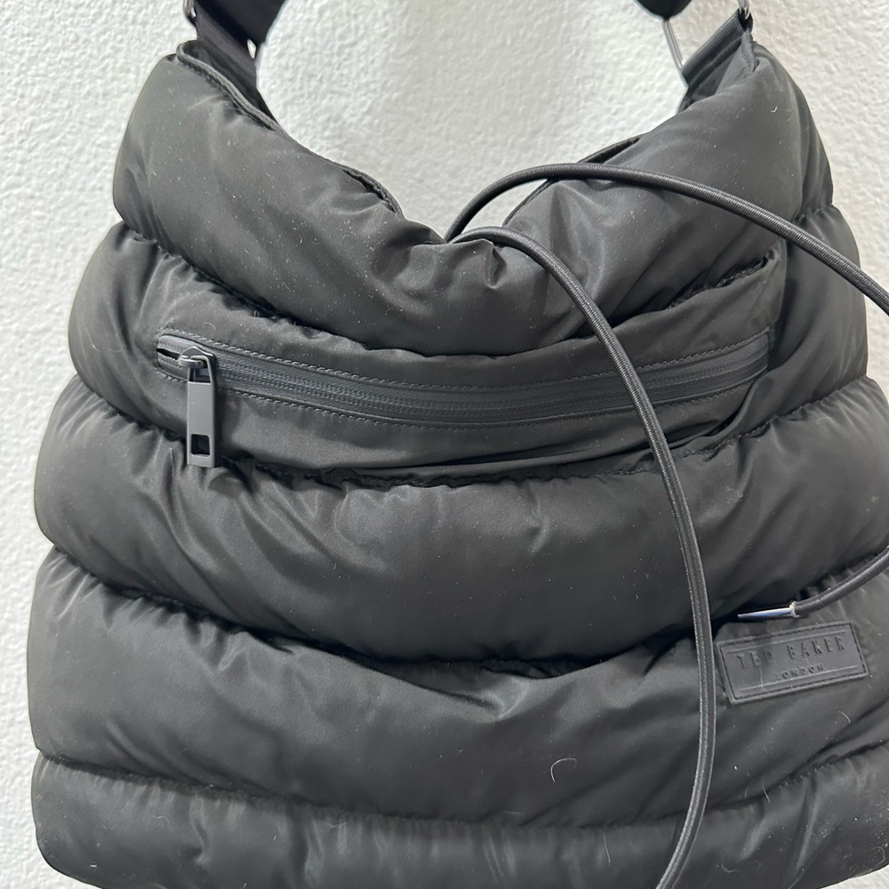 Ted Baker London Black Quinio Puffer Drawstring Shoulder Bag Adjustable Strap